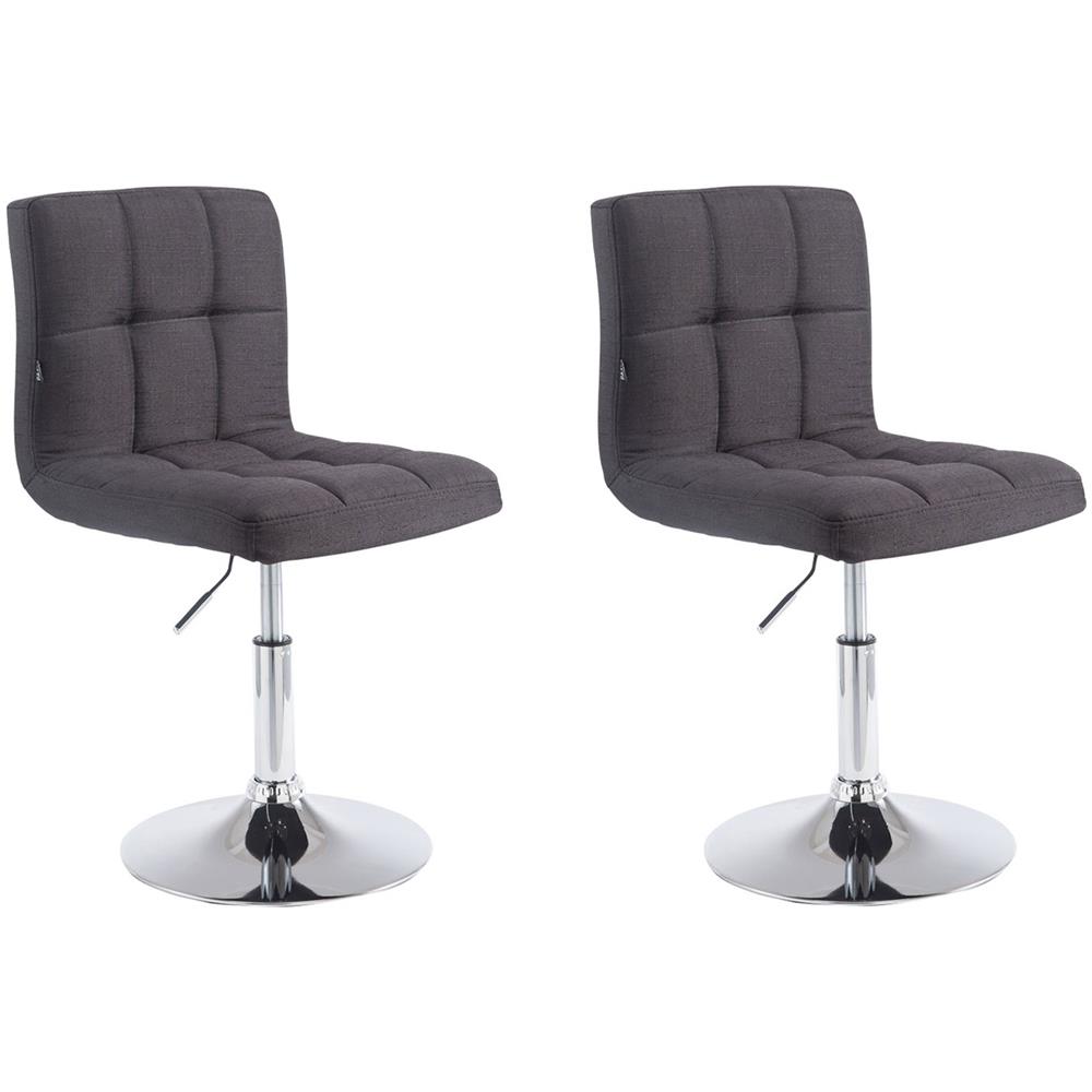 Set 2 Sedie Lounge Design Palma V2 - Coppia Sedie Sgabello Girevoli Imbottite in Tessuto Trapunto H 41-55 cm Nero - Foto 1