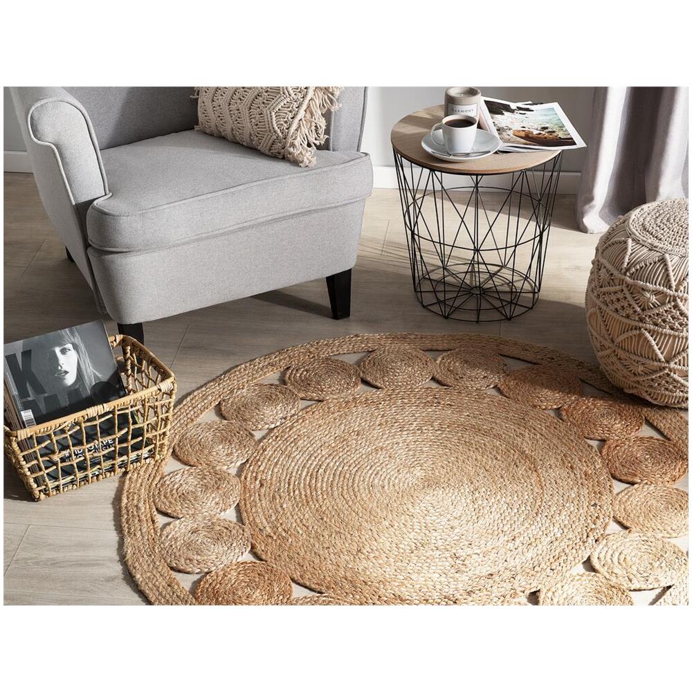Tappeto Tondo In Iuta Beige Ø 120 Cm Ahlat - Foto 2