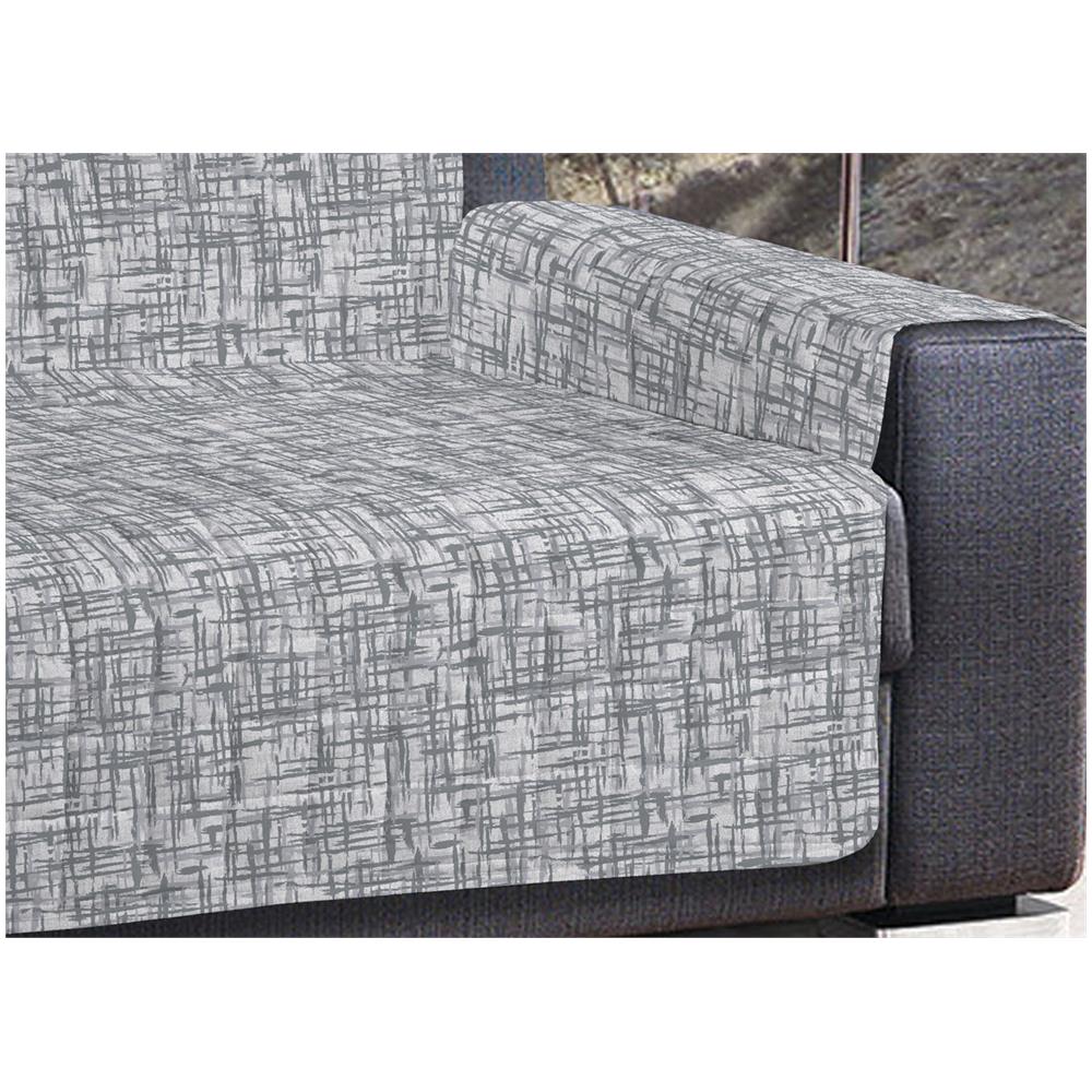 Copridivano Trapuntato Antimacchia Disegno Reticolo Colore Grigio 3 Posti Grigio - Foto 2