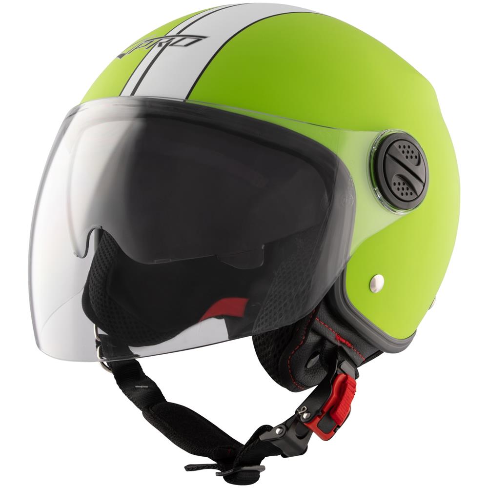 Casco Jet Moto Grafica Bianca Doppia Visiera Omologato Parasole Verde Opaco S - Foto 5