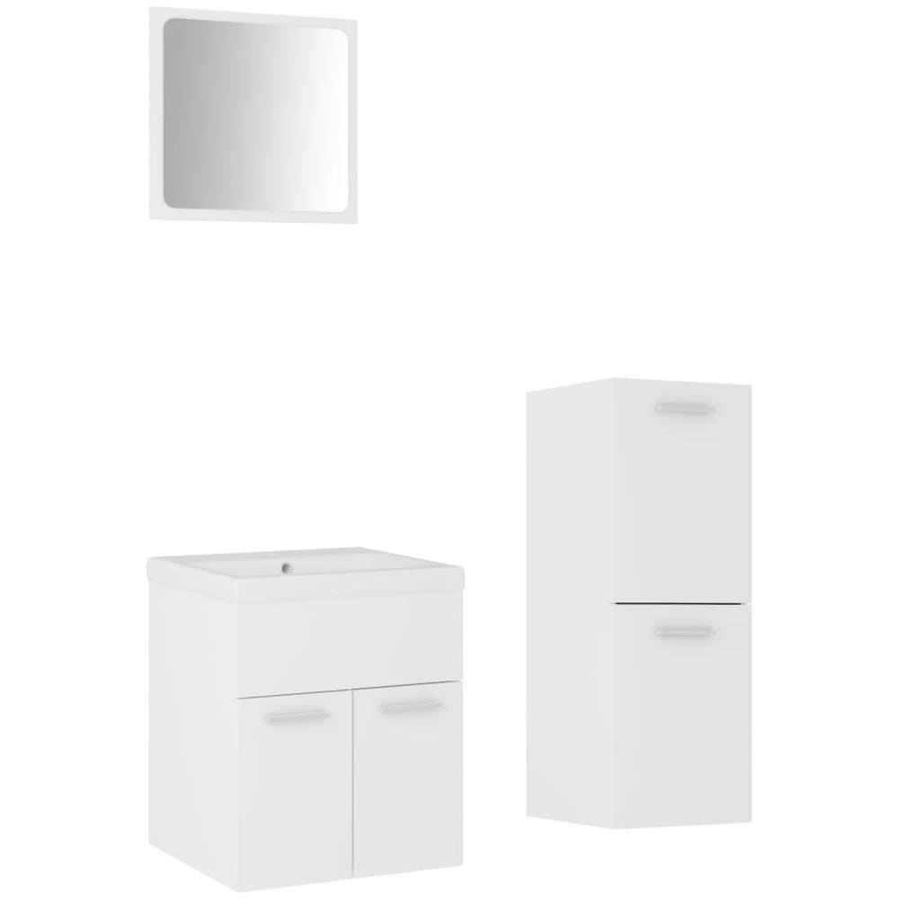 Set Mobili Da Bagno Bianco In Truciolato - Foto 2