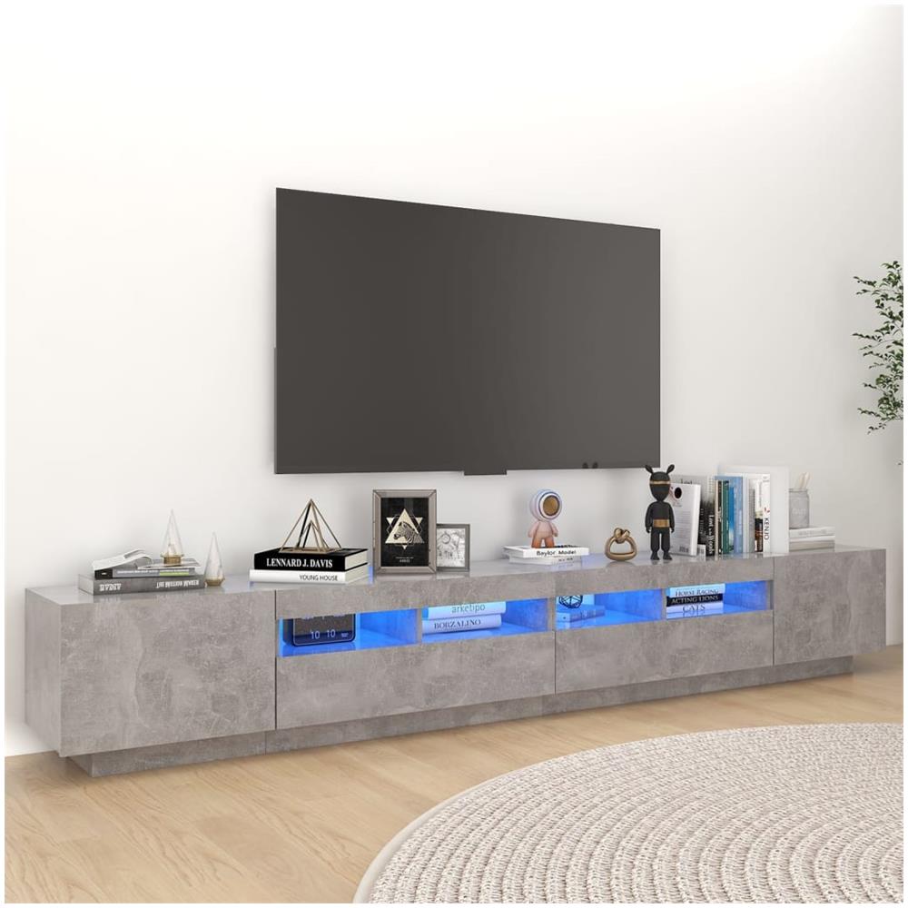 Mobile Porta TV con Luci LED Grigio Cemento 260x35x40 cm - Foto 1