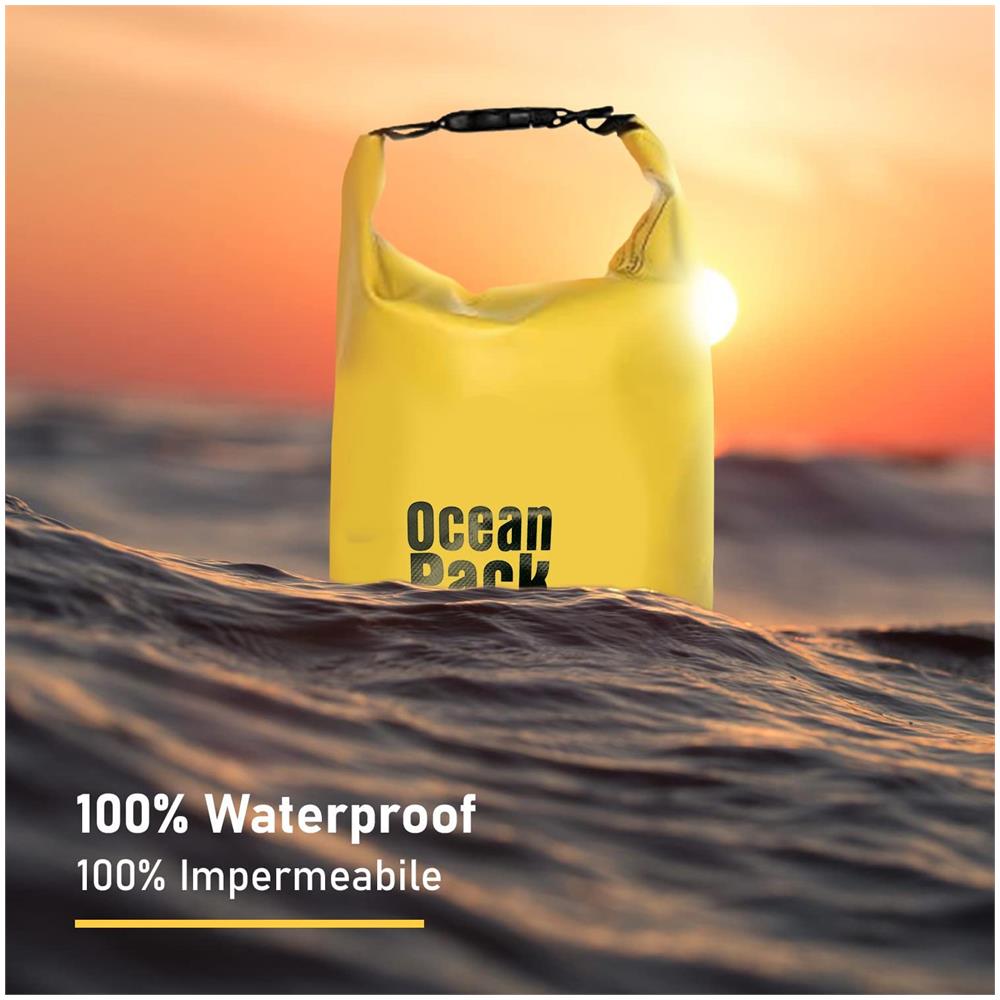 Borsa Zaino Impermeabile 20l, Dry Bag Mare 20 Litri, Sacca Impermeabile Con Tracolla Regolabile, Zaino Waterproof Per Barca Pesca Rafting Spiaggia Sport Acquatici (gialla) - Foto 7