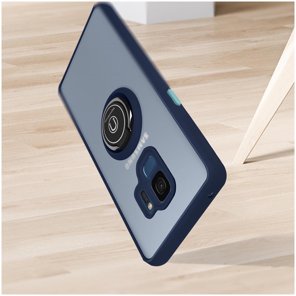 Cover Samsung Galaxy S9 Bimateria Anello Metallico Supporto Blu - Foto 2