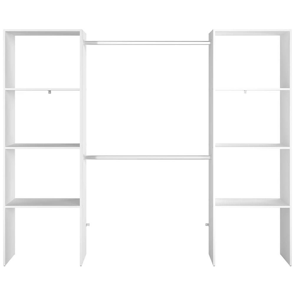 Elysee Armadio A Vista Bianco, 6 Ripiani, 2 Barre Appendiabiti 220x40x180 Cm - Foto 2