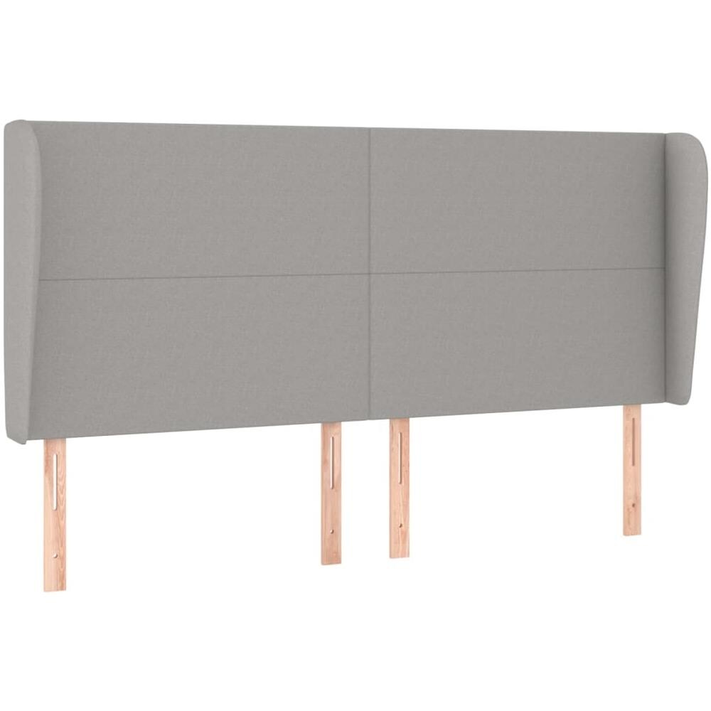 Testiera Ad Orecchio Grigio Chiaro 183x23x118/128 Cm In Tessuto - Foto 2