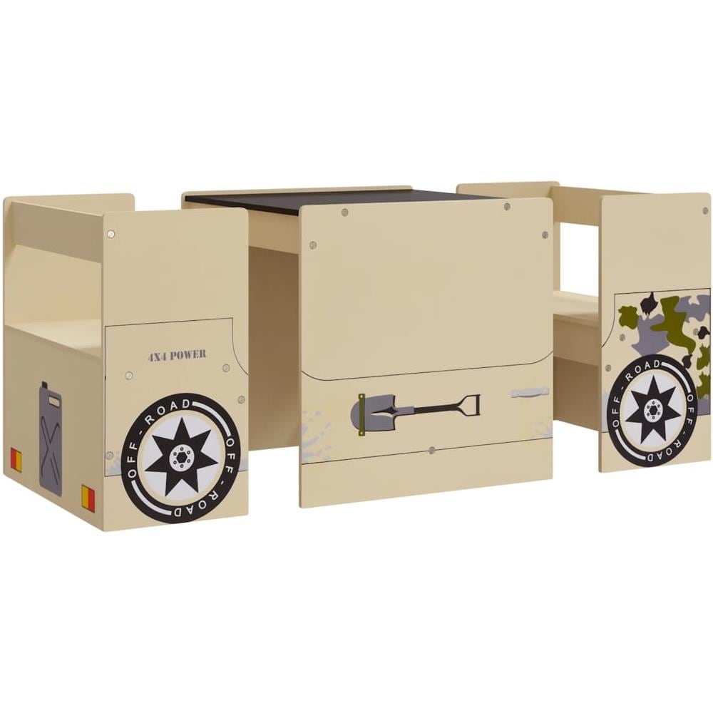 Set Tavolo e Sedia per Bambini 3 pz Auto Fuoristrada in MDF - Foto 2