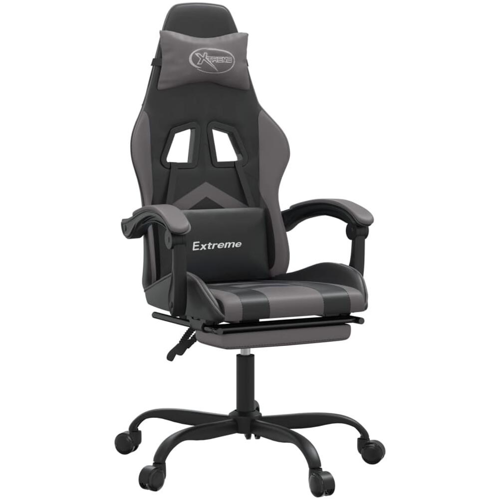 Sedia Da Gaming Con Poggiapiedi Nero E Grigio In Similpelle - Foto 1