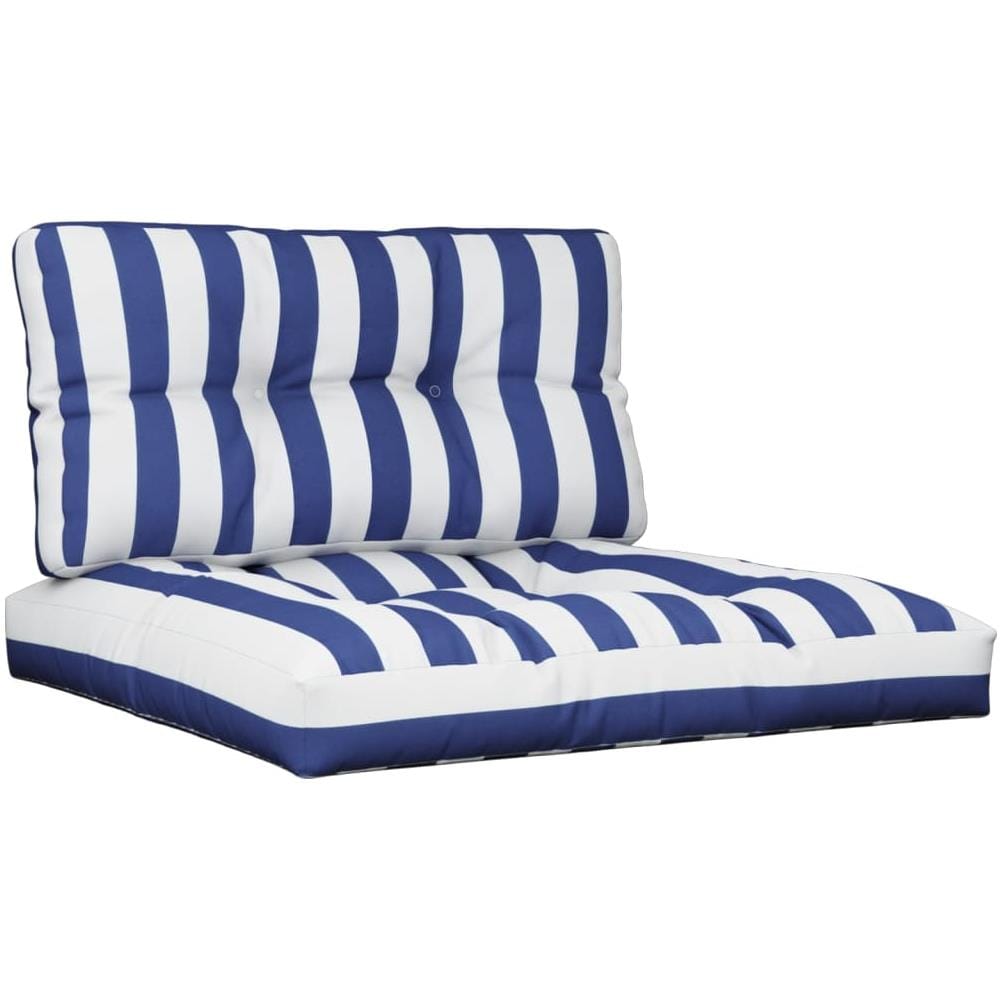 Cuscini Per Divani In Pallet 2 Pz Strisce Blu E Bianche Tessuto - Foto 2