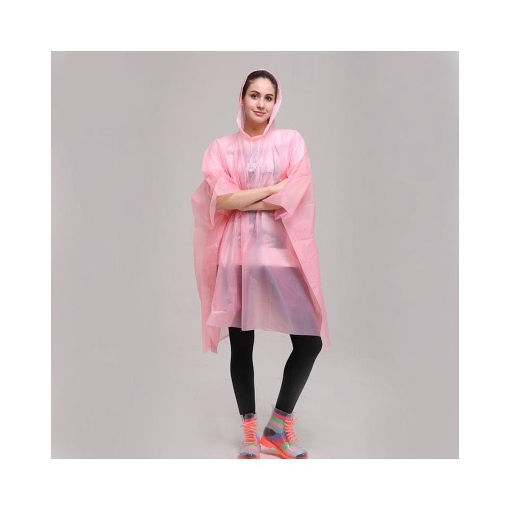 Poncho Antipioggia Monouso Con Cappuccio Senza Maniche Rosa - Foto 2
