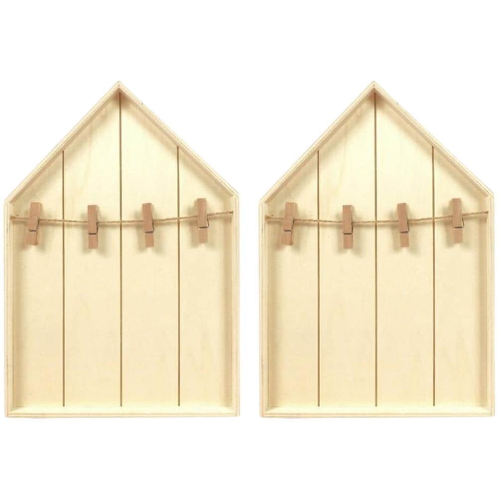 2 Scaffale Casa In Legno Con Mollette 19 X 28 Cm - Foto 1