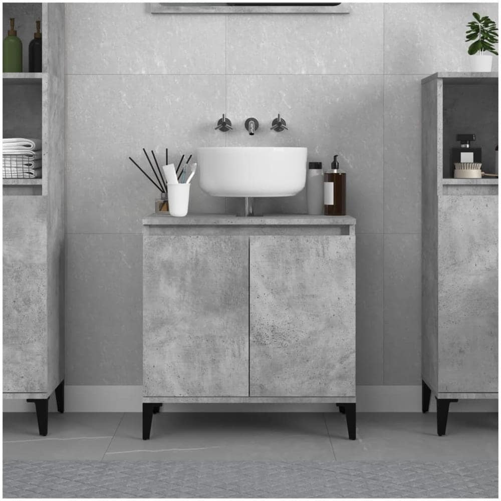 Mobile Lavabo Grigio Cemento 58x33x60 Cm In Legno Multistrato - Foto 1