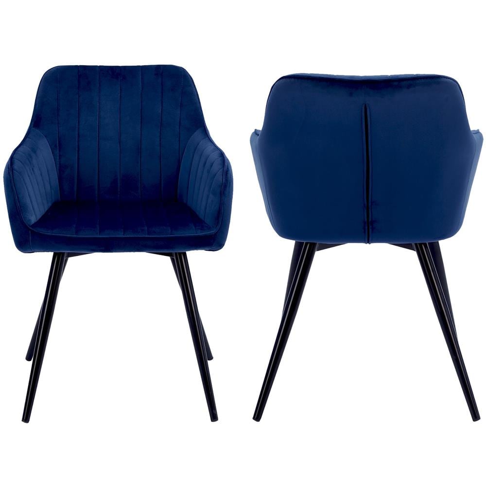 Sedia Bertille In Velluto Blu - Foto 2