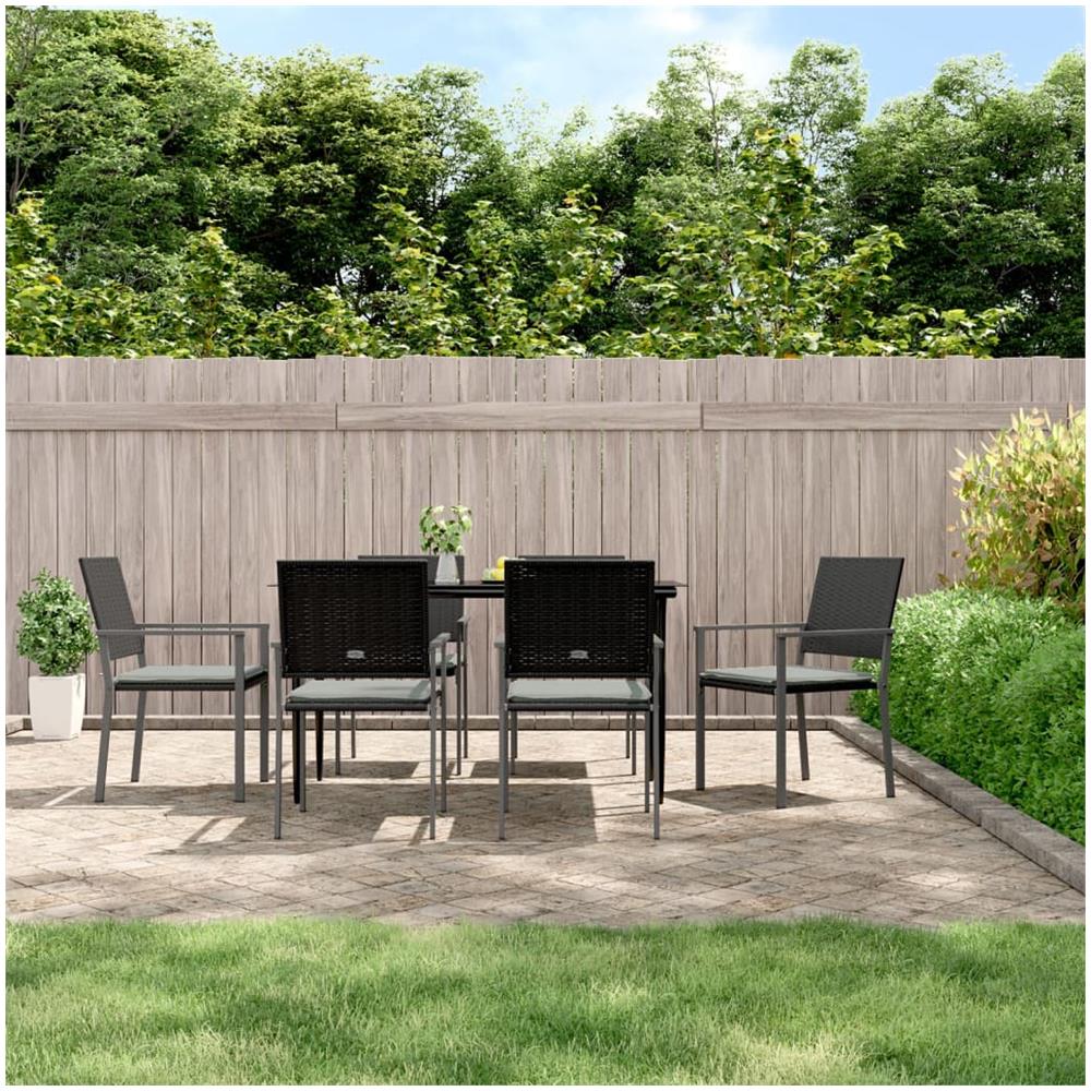 Sedie Da Giardino Con Cuscini 6pz Nere 54x62,5x89 Cm Polyrattan - Foto 1