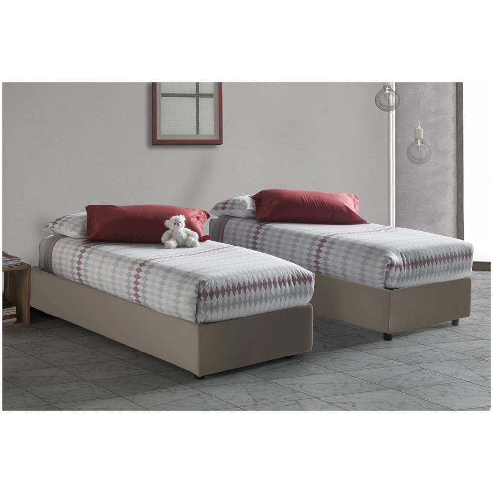 Letto Singolo Benedetta, Letto Contenitore Con Rivestimento In Ecopelle, 100% Made In Italy, Apertura Frontale, Con Materasso Cm 80x200 Incluso, Tortora - Foto 2