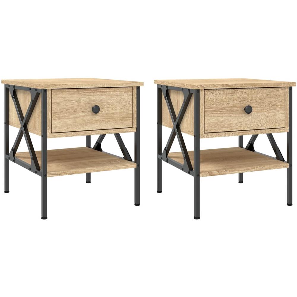Comodini 2 Pz Rovere Sonoma 40x42x45 Cm In Legno Multistrato - Foto 2