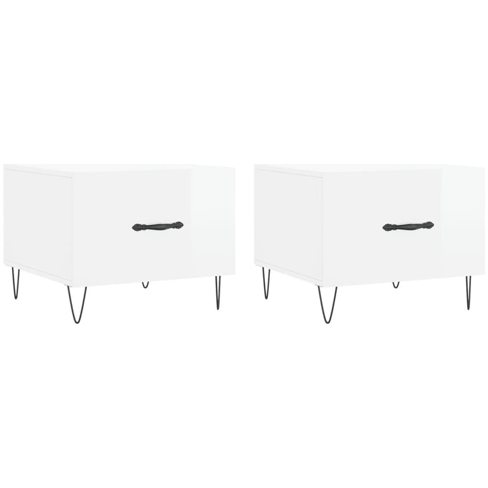 Tavolini Salotto 2pz Bianco Lucido 50x50x40cm Legno Multistrato - Foto 2