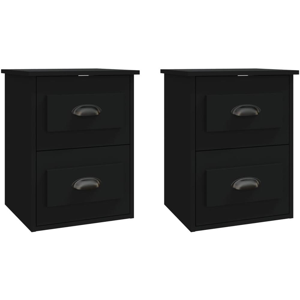 Comodini A Parete 2 Pz Neri 41,5x36x53 Cm - Foto 2