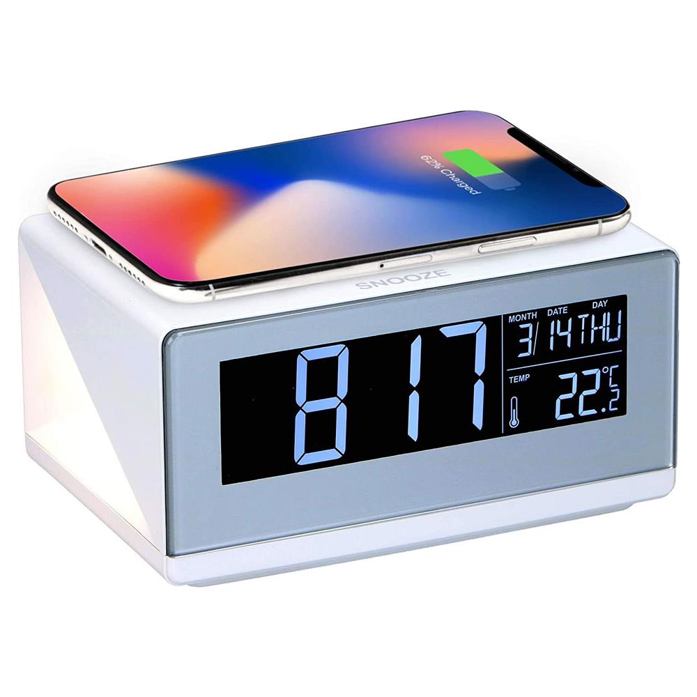 Sveglia Orologio Digitale Con Caricatore Caricabatteria Wireless Smartphone - Foto 1