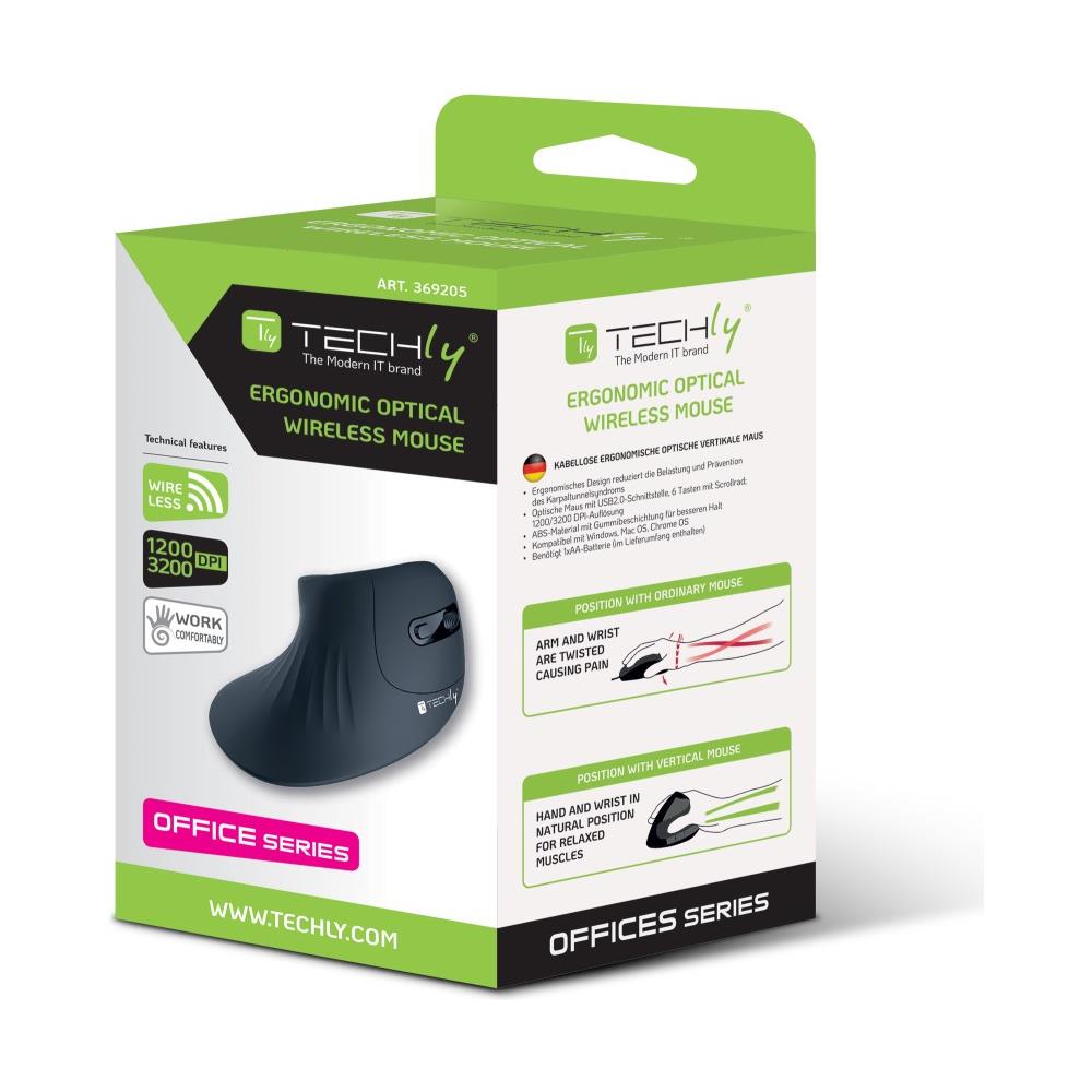 Mouse Verticale Ottico Wireless 3200 Dpi Ergonomico Nero - Foto 7