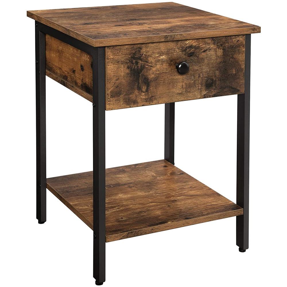 LET55BXV1 Comodino rustico marrone con cassetto di - Foto 1