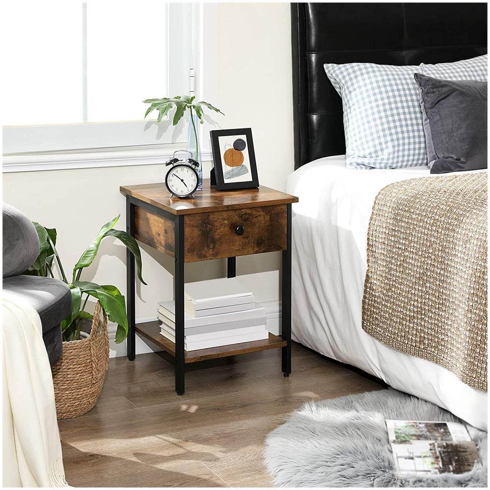 LET55BXV1 Comodino rustico marrone con cassetto di - Foto 2