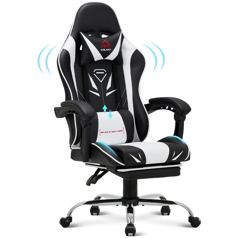 Sedia Da Gaming - Sedia Da Computer Ergonomica Con Poggiapiedi, Supporto Lombare, Poggiatesta, Rotazione A 360° E Schienale Alto, Bianco - Foto 1