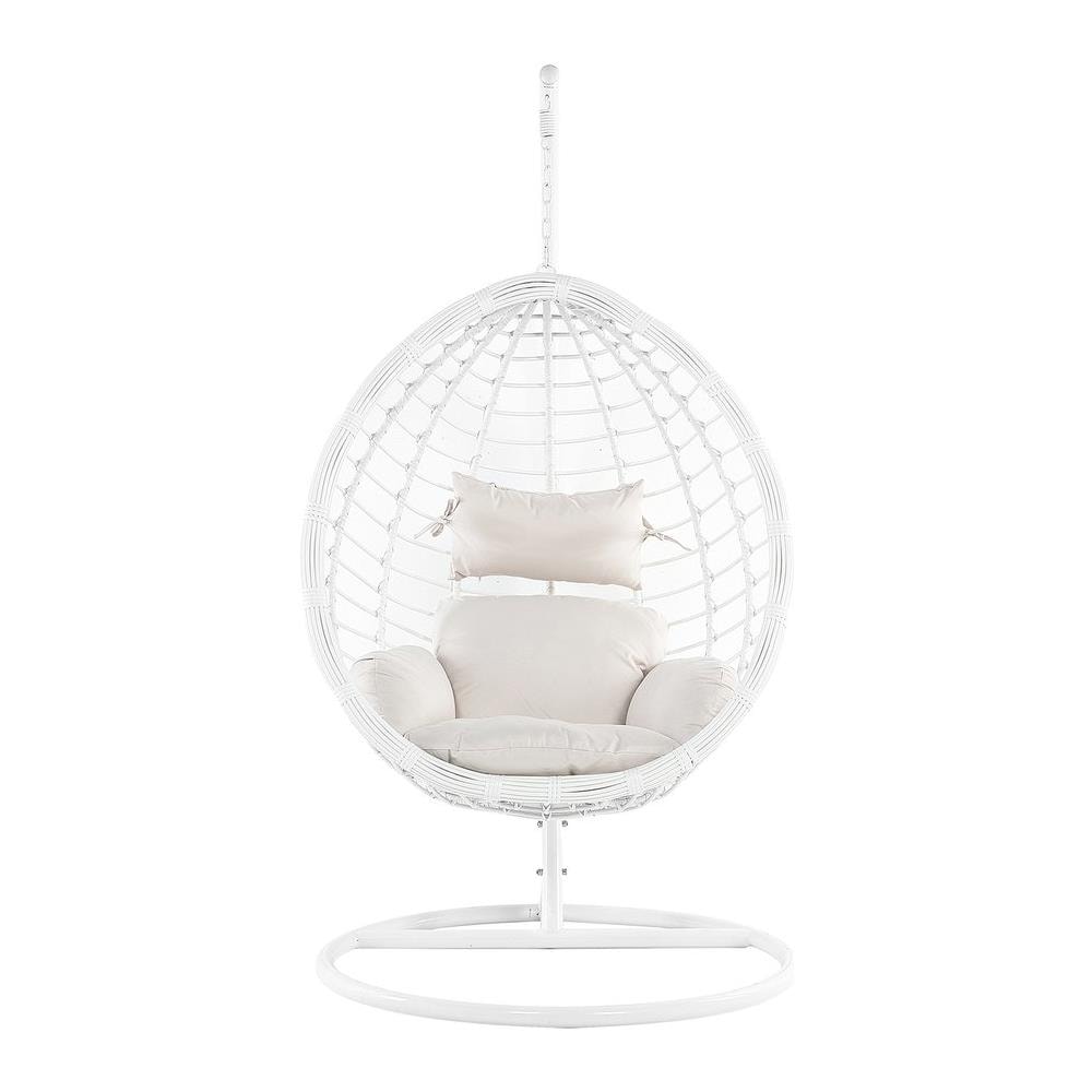 Poltrona Sospesa In Rattan Bianco Con Piedistallo Fano - Foto 2