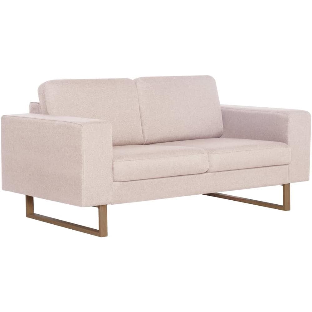 Divano A 2 Posti In Tessuto Crema - Foto 2