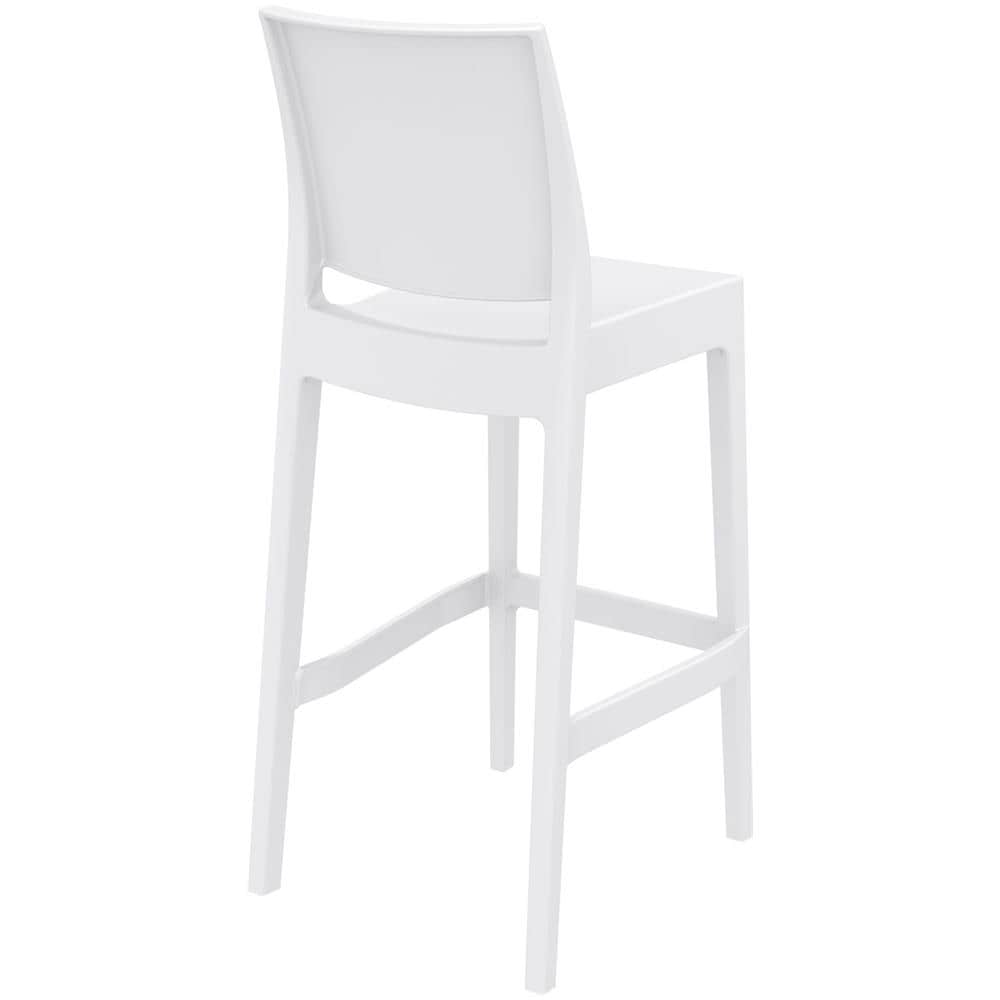 Set 2 Sgabelli Bar Maya Impilabili In Polipropilene - Coppia Sedie Sgabello Alte Outdoor Con Schienale Bancone H75CM con Poggiapiedi Bianco - Foto 5