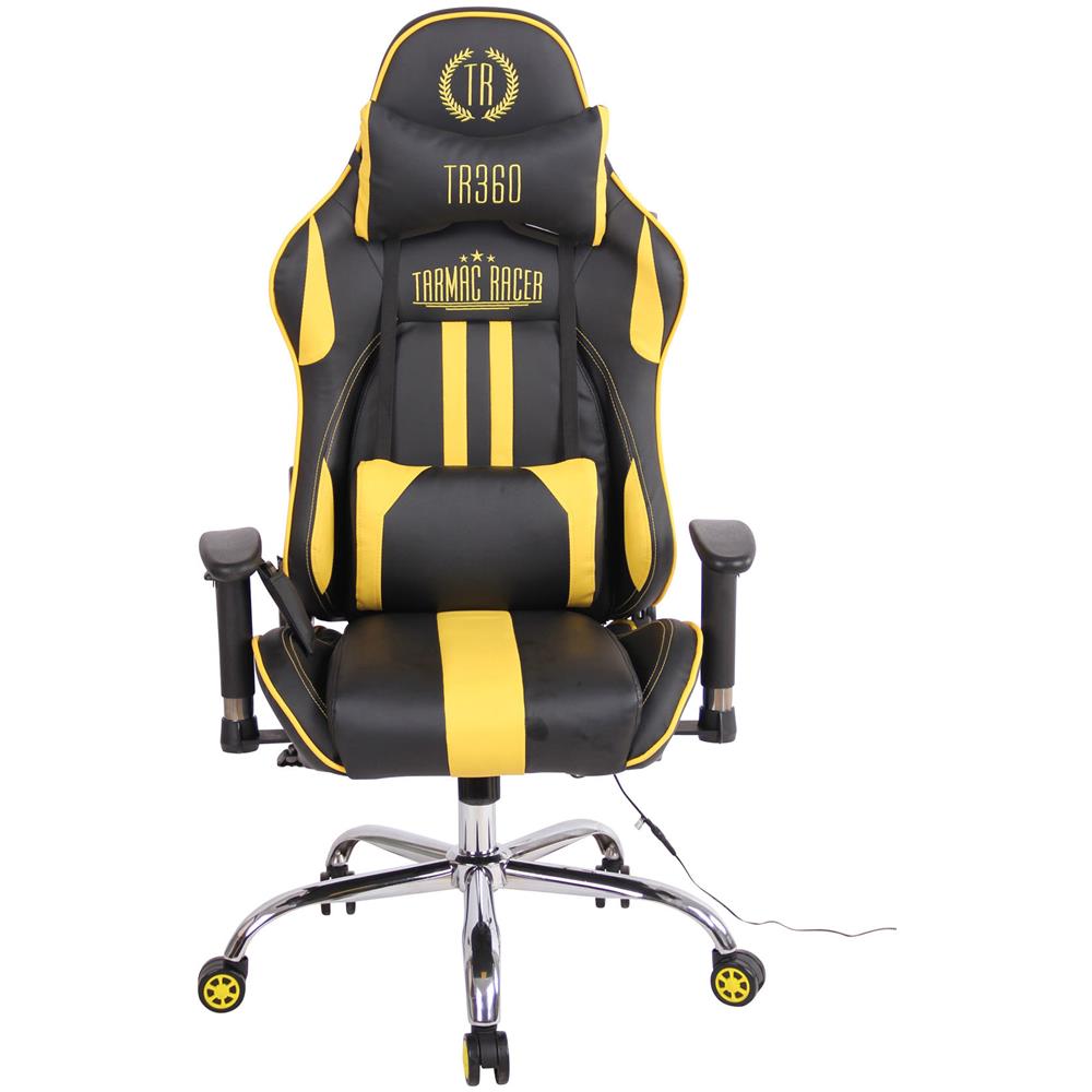 Sedia Ufficio Massaggiante E Riscaldata Limit XM in Similpelle I Poltrona Racing Scrivania Schienale Reclinabile I Poltrona Relax Gamer Nero / Giallo - Foto 2