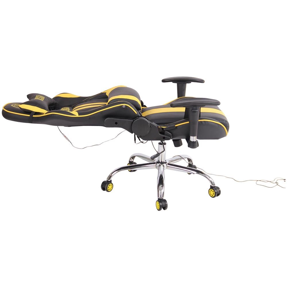 Sedia Ufficio Massaggiante E Riscaldata Limit XM in Similpelle I Poltrona Racing Scrivania Schienale Reclinabile I Poltrona Relax Gamer Nero / Giallo - Foto 5