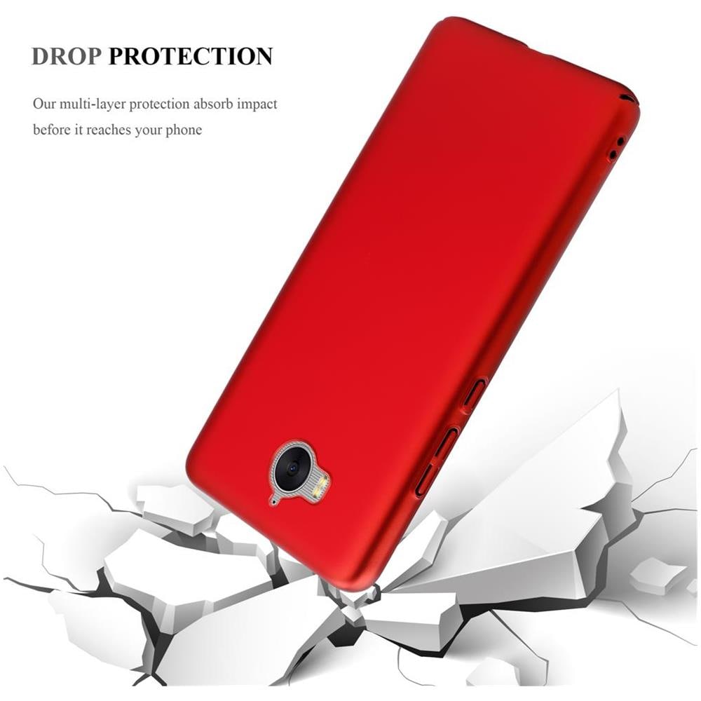 Custodia Compatibile Con Huawei Y6 2017 In Rosso Metallo - Hard Case Coperchio Protettivo In Look Metallico Contro I Graffi E Gli Urti - Foto 8