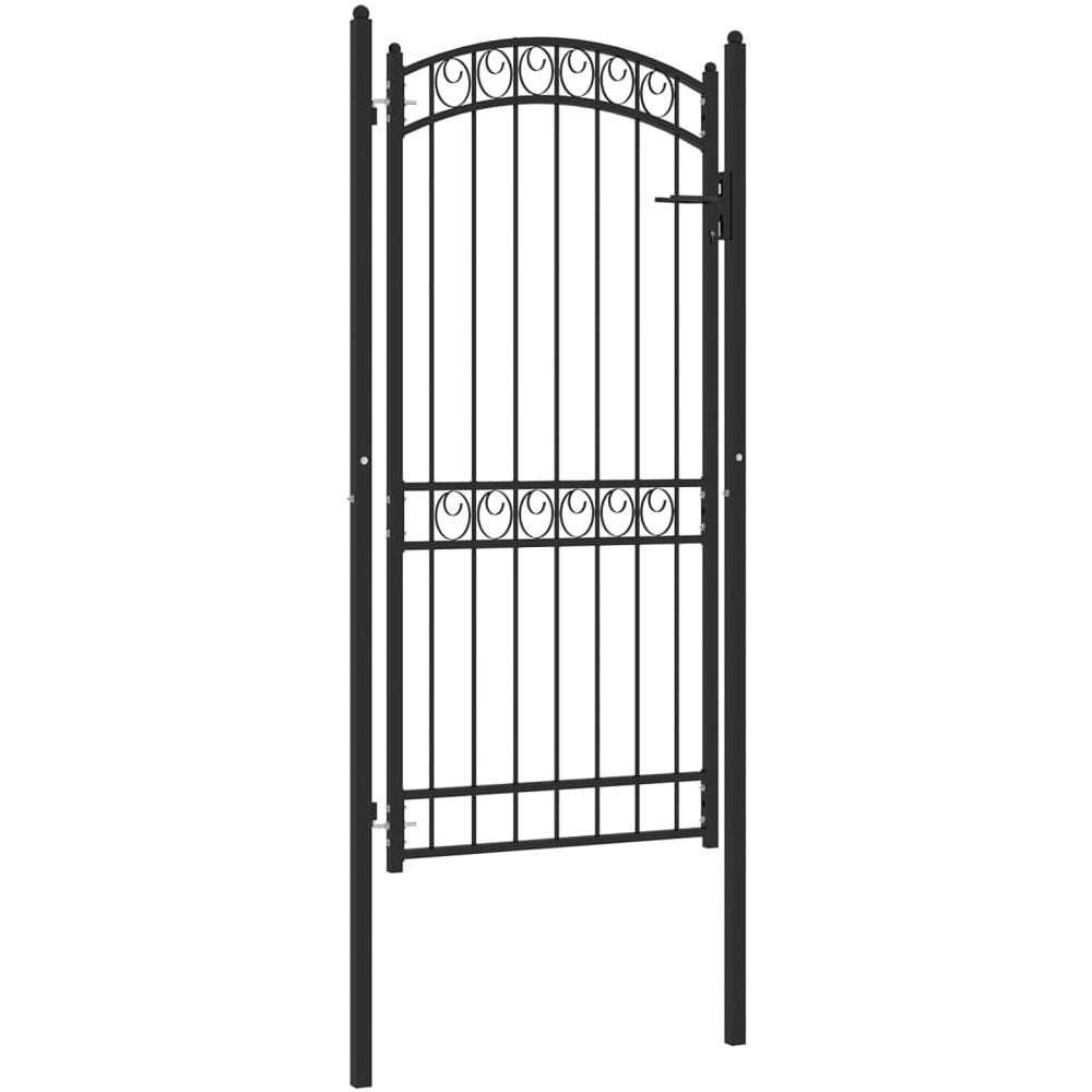 Cancello Per Recinzione Ad Arco In Acciaio 100x200 Cm Nero - Foto 2