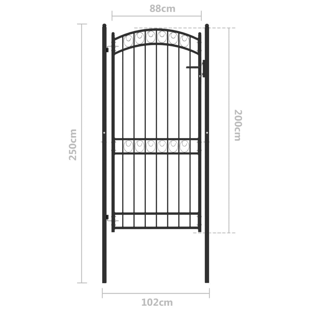 Cancello Per Recinzione Ad Arco In Acciaio 100x200 Cm Nero - Foto 5