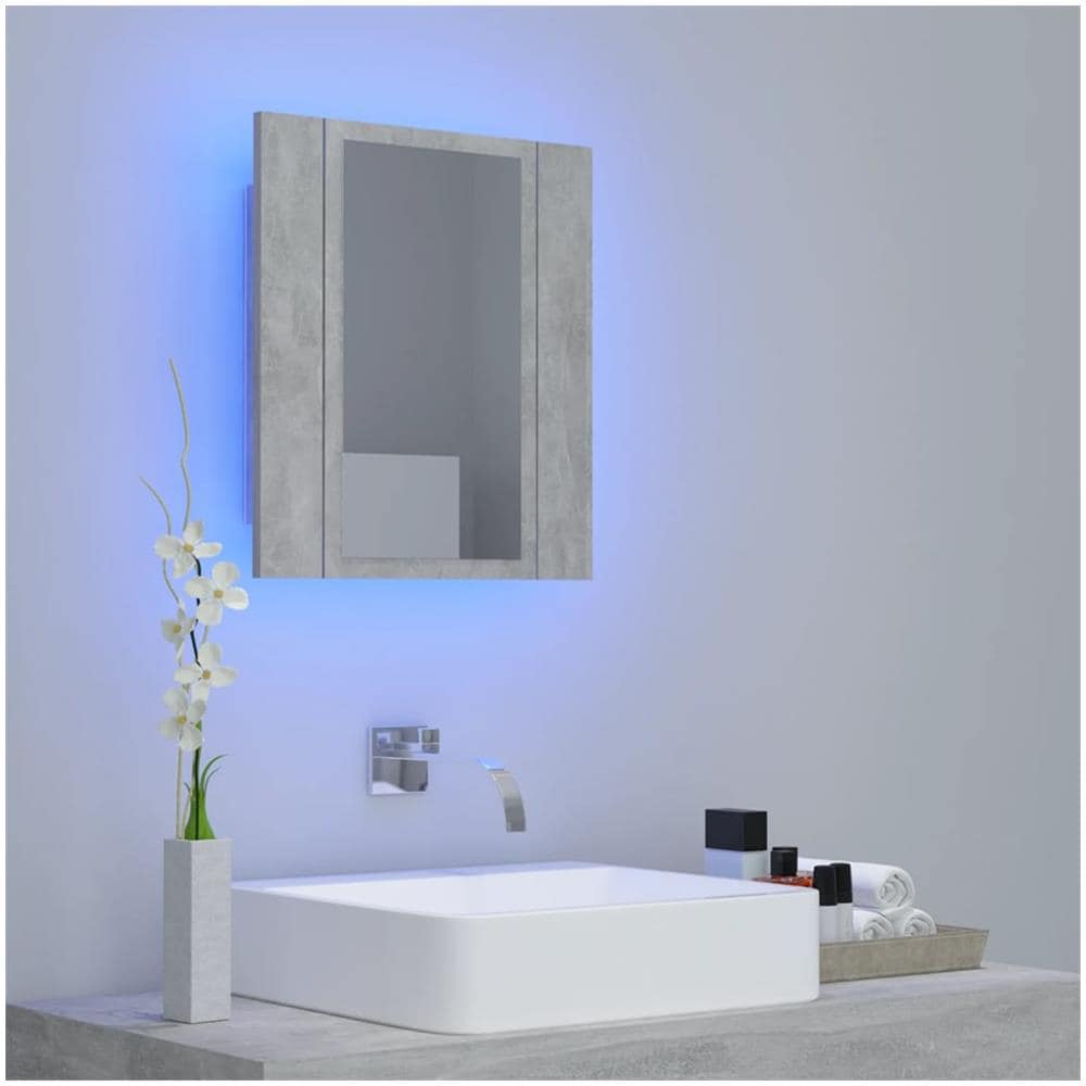 Armadietto a Specchio con Luci LED Grigio Cemento in Acrilico - Foto 2