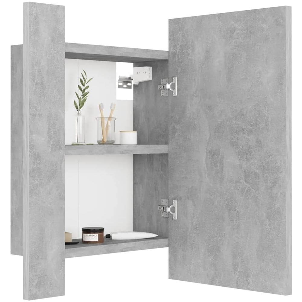 Armadietto a Specchio con Luci LED Grigio Cemento in Acrilico - Foto 10