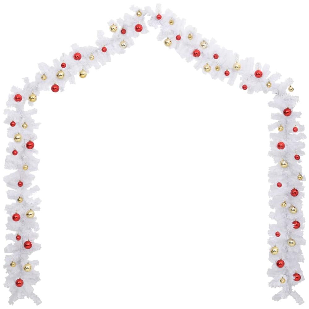 Ghirlanda Di Natale Decorata Con Palline Bianca 10 M - Foto 3