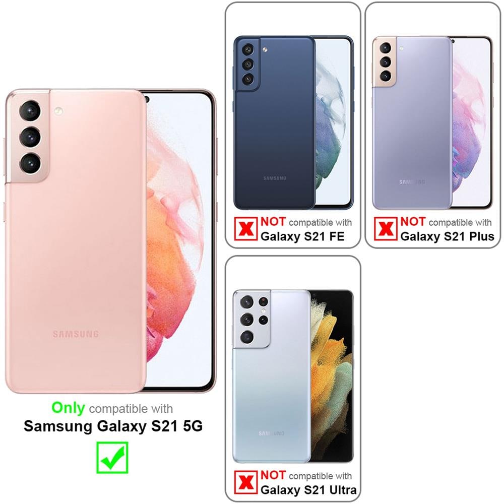 Custodia Compatibile Con Samsung Galaxy S21 In Lilla Scuro Fiore - Coperchio Protettivo In Design Floreale Con Chiusura Magnetica, Funzione Stand E Slot Per Carte - Foto 2