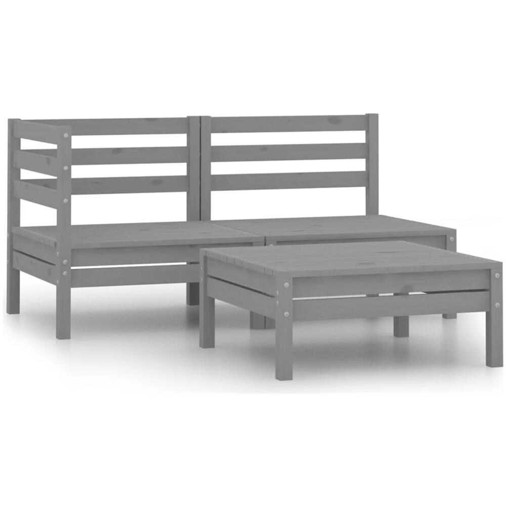 Set Divani da Giardino 3 pz in Legno Massello di Pino Grigio - Foto 1