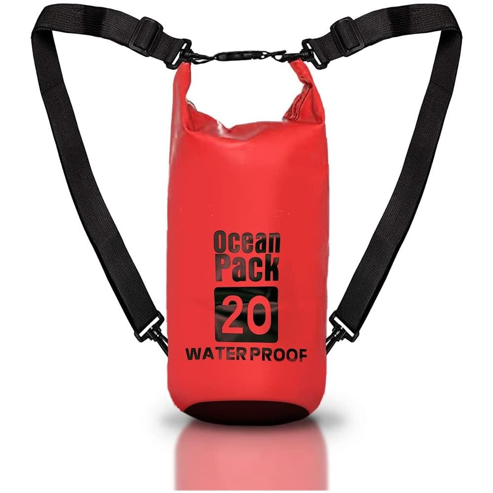 Borsa Zaino Impermeabile 20l, Dry Bag Mare 20 Litri, Sacca Impermeabile Con Tracolla Regolabile, Zaino Waterproof Per Barca Pesca Rafting Spiaggia Sport Acquatici (rossa) - Foto 1