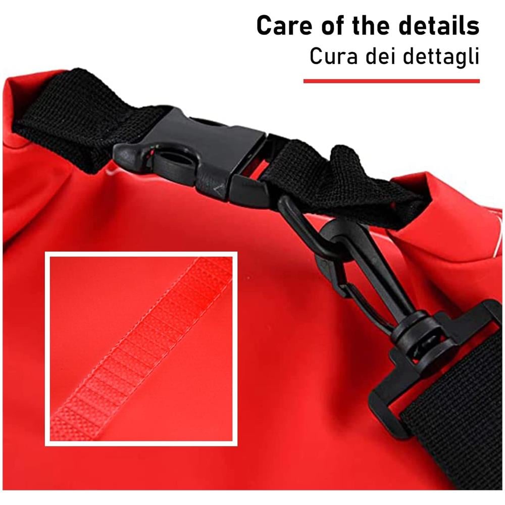 Borsa Zaino Impermeabile 20l, Dry Bag Mare 20 Litri, Sacca Impermeabile Con Tracolla Regolabile, Zaino Waterproof Per Barca Pesca Rafting Spiaggia Sport Acquatici (rossa) - Foto 2