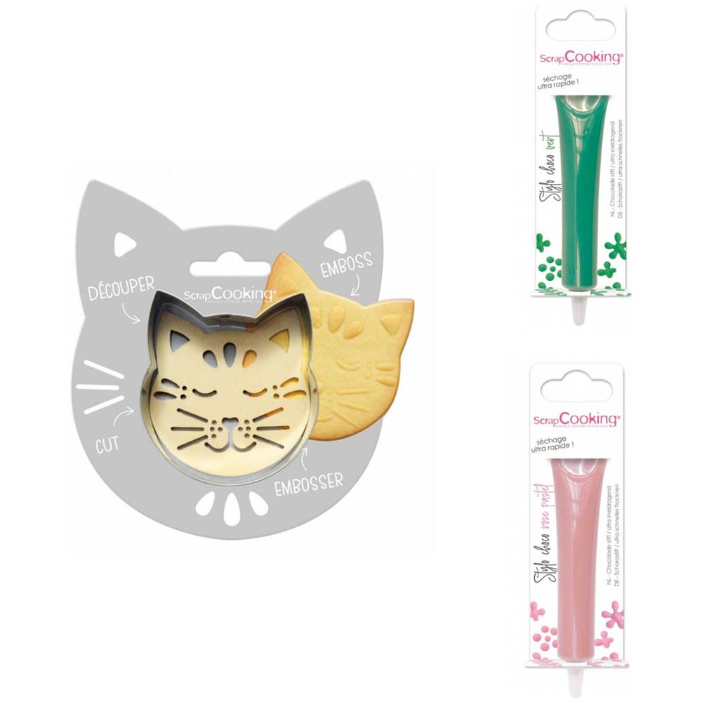 Kit Biscotti Di Sollievo Per Gatti + 2 Penne Di Cioccolato Verde E Rosa Pastello - Foto 1