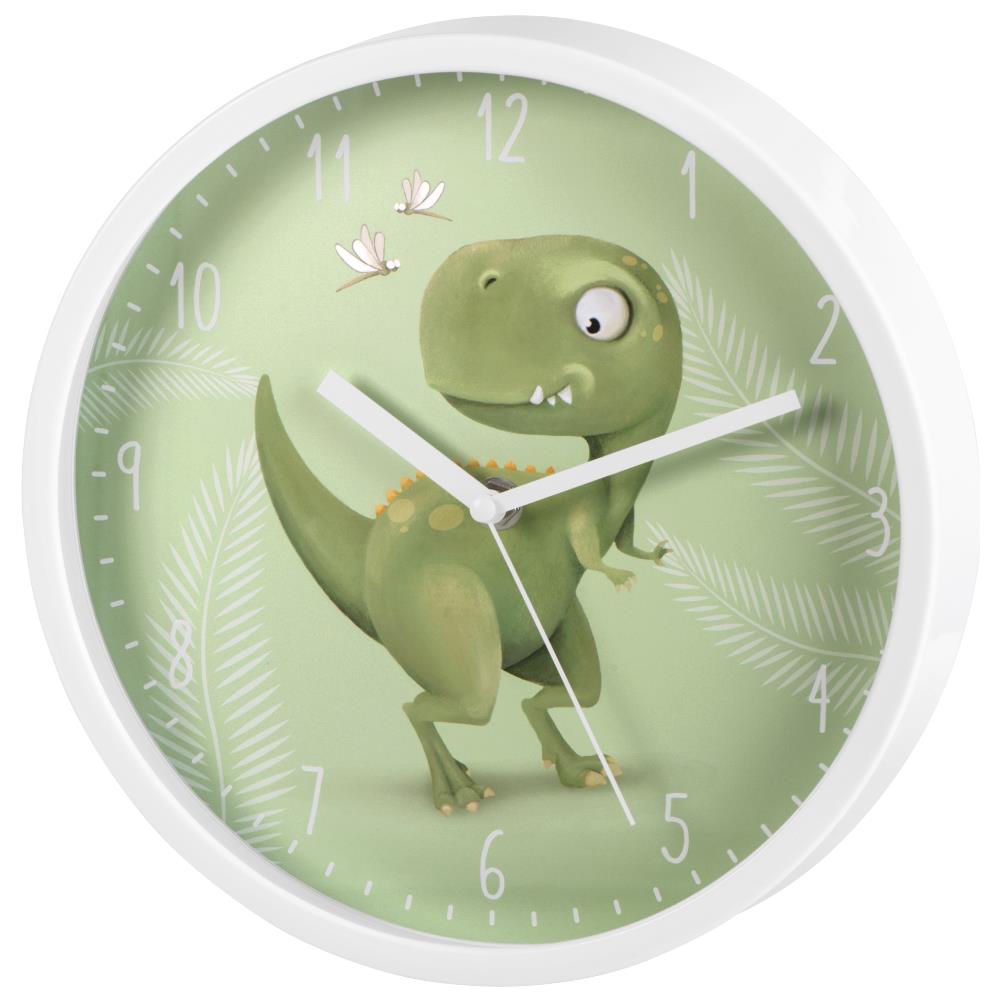 Happy Dino Orologio Da Parete In Quarzo Rotondo Verde, Bianco - Foto 3