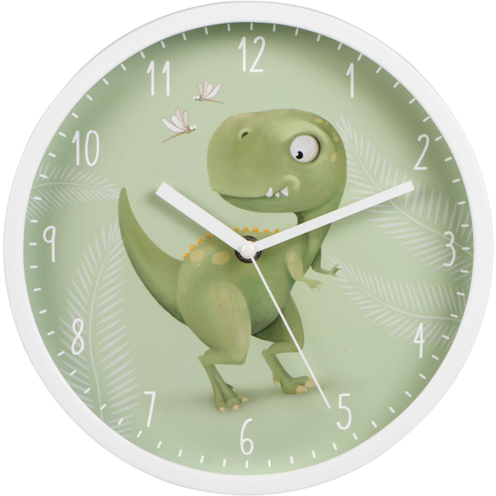 Happy Dino Orologio Da Parete In Quarzo Rotondo Verde, Bianco - Foto 1