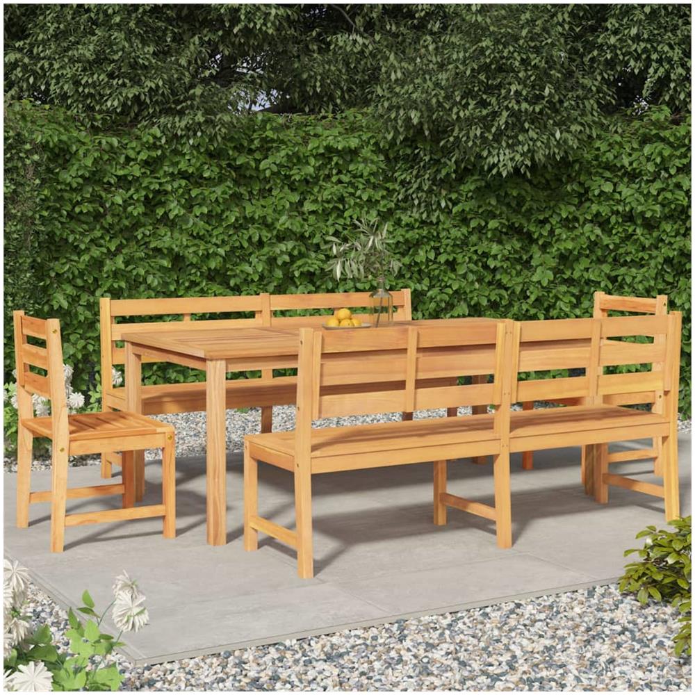 Set Da Pranzo Per Giardino 5 Pz In Legno Massello Di Teak - Foto 1