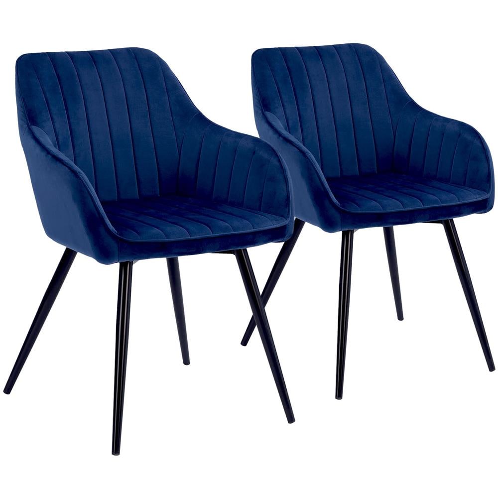 Set Di 2 Sedie In Velluto Blu Bertille - Foto 1