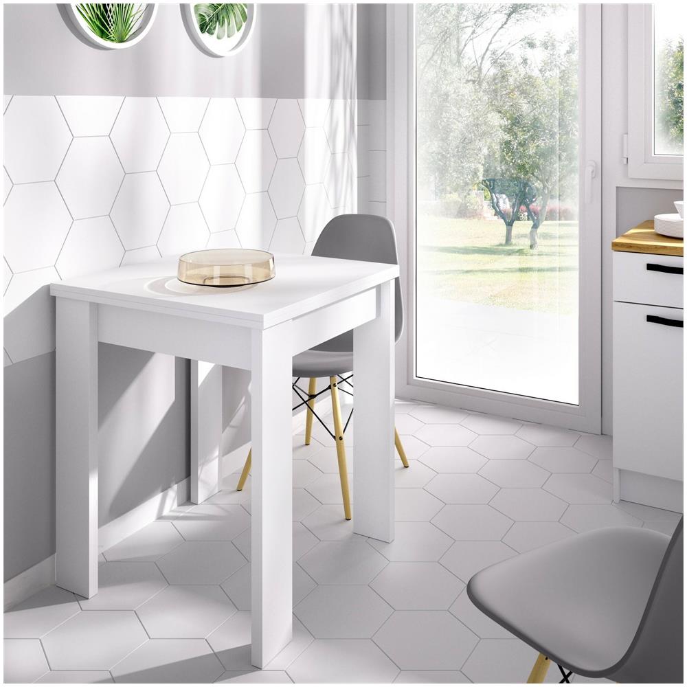 Tavolo Allungabile Comer, Consolle Estensibile Multiposizione,tavolo Consolle Ausiliare Pieghevole, 79/134x67h79 Cm, Bianco - Foto 1