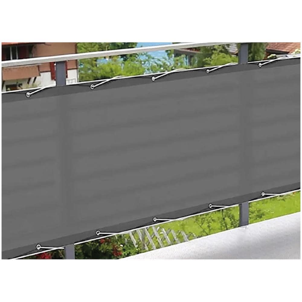 Telo Frangivista Vento Copribalcone Ringhiera Esterno Giardino Tinta Unita Grigio Con Occhielli - Foto 1