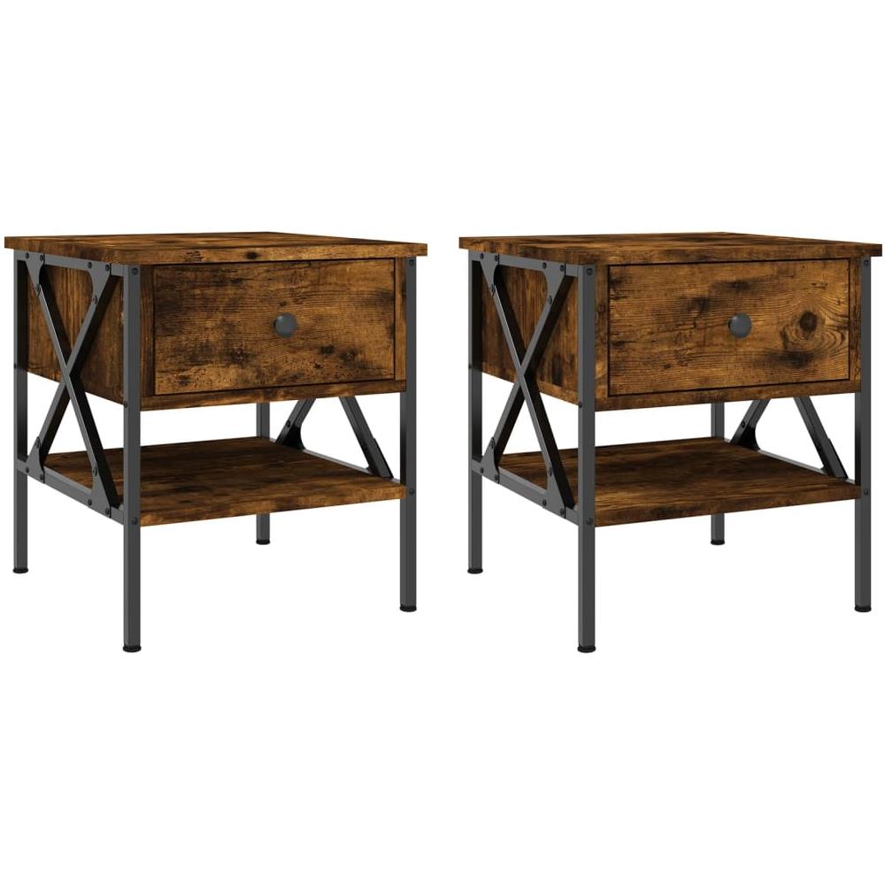 Comodini 2 Pz Rovere Fumo 40x42x45 Cm In Legno Multistrato - Foto 2